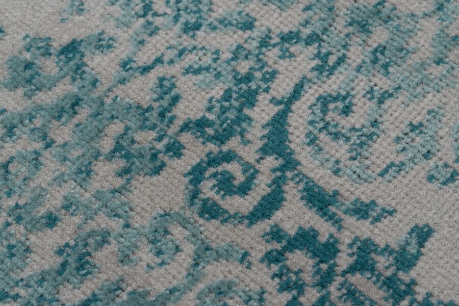 Alfombra Vintage Pasillo (80cm Ancho) En Verde Crema - Larga Para Escaleras (Best-Carpets.co.uk)