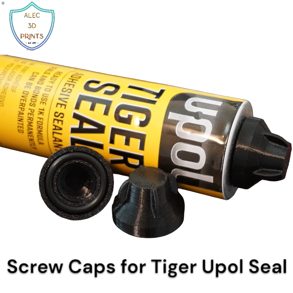ALEC 3D PRINTS Screw CAPS for UPOL Tiger Seal Black PU Adhesive Sealant Polyurethane 310ml