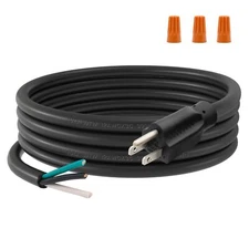 12 Gauge Power Cord Replacement 10FT 3 Prong Three Screw Terminal Connector