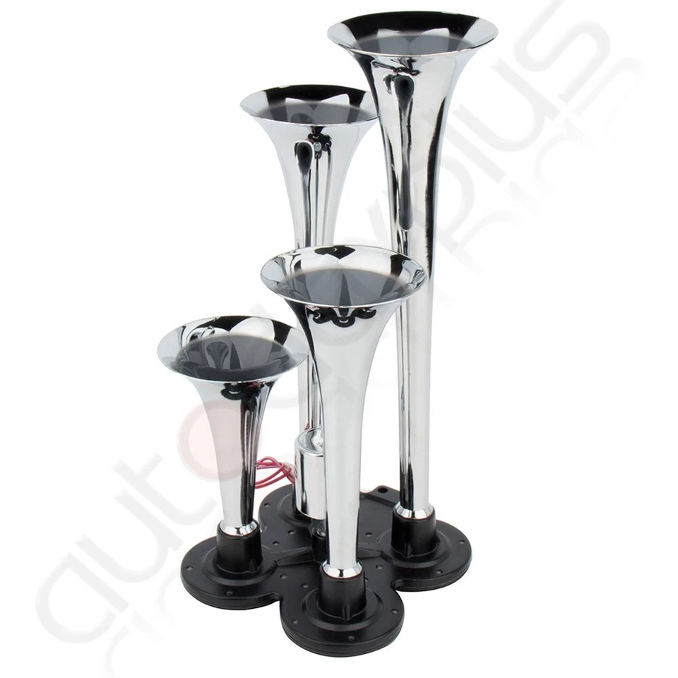 Kit medidor tanque compresor bocina aire trompeta súper fuerte 4 12V para coche tren camión Foto 4 de 4