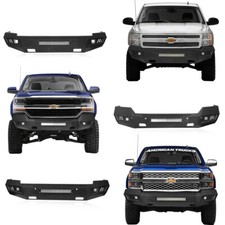 Texture Black Full-width Front Rear Bumper Fit Chevy Silverado 1500 07-18 Steel Texture Black Full-width Front Rear Bumper Fit Chevy Silverado 1500 07-18 Steel