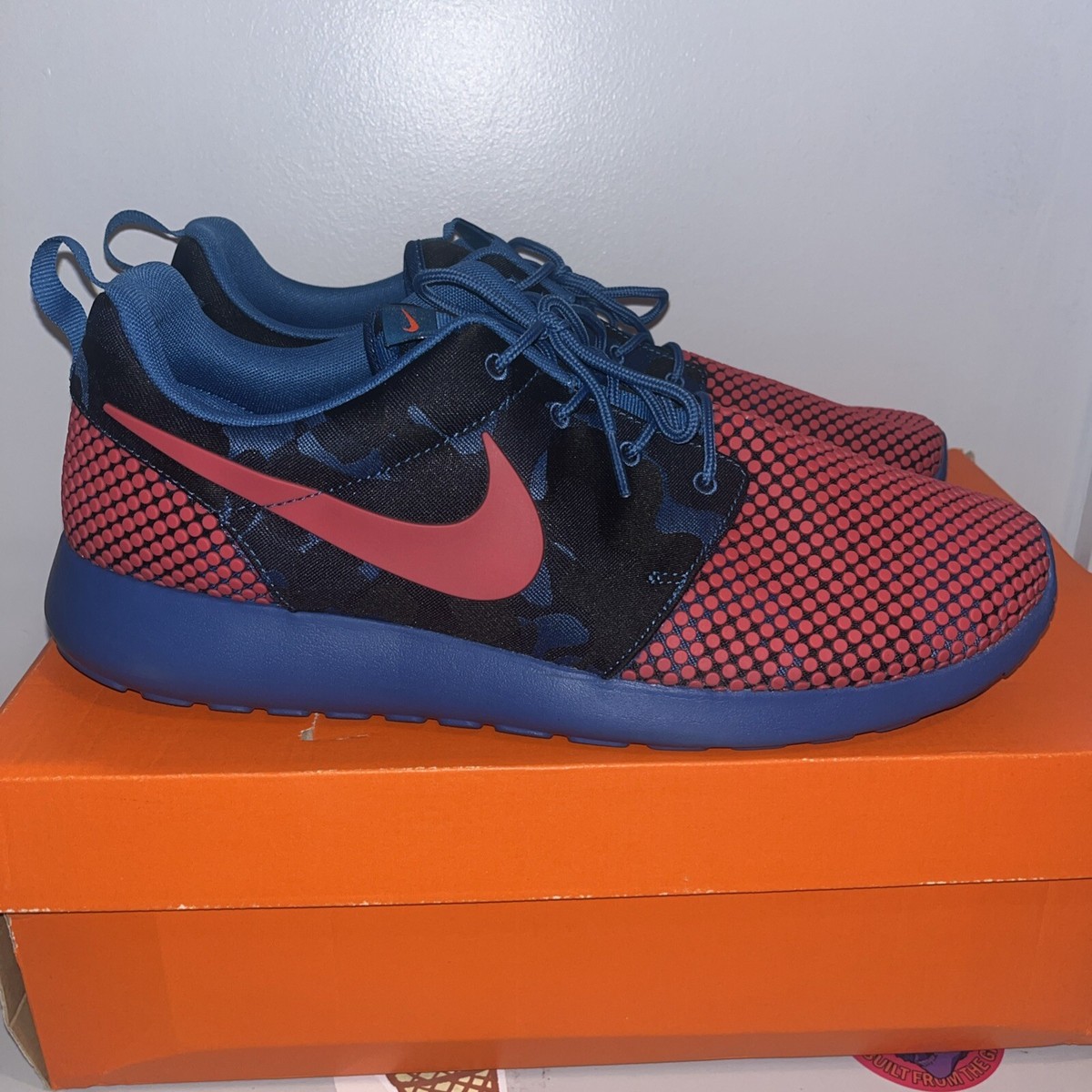 Size 13 Nike Roshe One Premium Plus Brigade Blue Crimson “Spider-Man’s”  Clean
