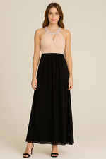 City Triangles Dress Juniors 11 Prom Gown Pink Top Black Bottom Rhinstone Neck