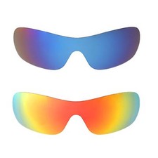 Walleva 2 Pairs Polarized Replacemt Lenses For Oakley Distress-Fire Red Ice Blue