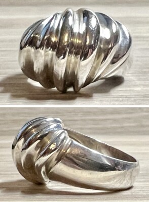 Vintage schwerer Sterling Silber Modernist überbacken Statement Ring, Größe 6, 11 g