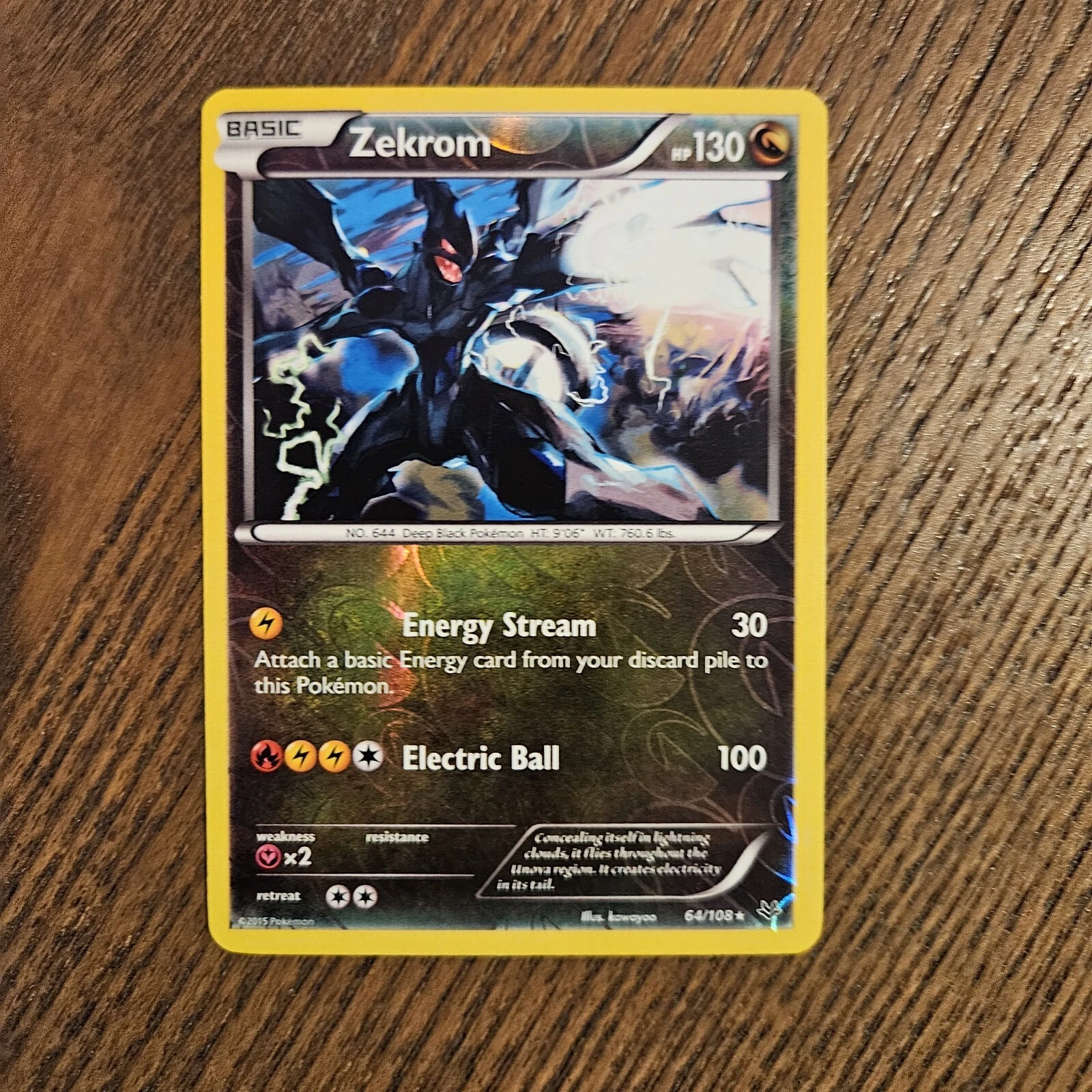 Zekrom 64/108 XY Roaring Skies Reverse Holo Rare NM Pokemon Card TCG 2015