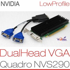 256MB Nvidia Quadro NVS290 Pcie Dual Head 2x VGA Graphic Card Windows XP 7 10