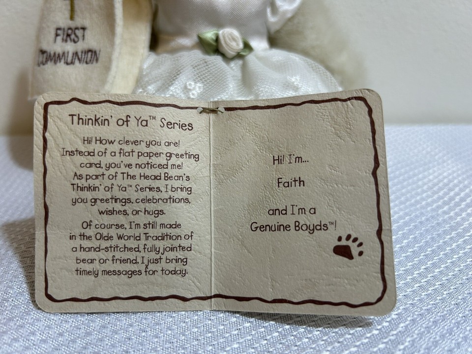 First Communion Boyds Bear Head Bean Collection Faith Catholic Girl