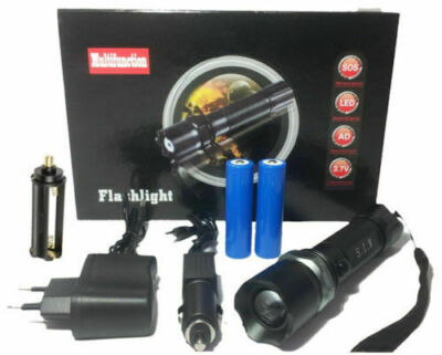 Swat LED Cree Taschenlampe + 2x 8800mAh Akku + Ladekabel Leuchtweite 1000m ✅ E