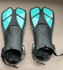 Greatever Snorkel Fins Adjustable Buckles Open Heel Swim Flippers Small Teal Gre