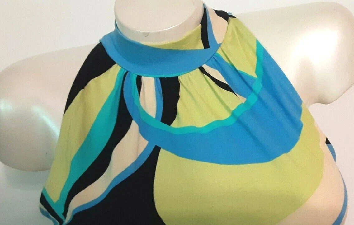 Kay Celine Gonna Multicolore Orlo Asimmetrico e Blusa Senza Maniche Taglia M