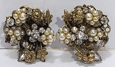 Vintage Early Miriam Haskell Earrings Clip On Unsigned