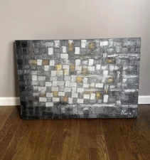 Textured Metallic Gray Bronze Wall Art Painting Stretched Canvas Ready To Hang