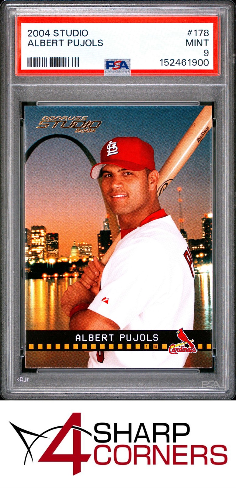 2004 STUDIO #178 ALBERT PUJOLS CARDINALS POP 6 PSA 9 view 1