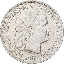[#1509130] Haiti, 1 Gourde, 1882, Paris, Silver, AU
