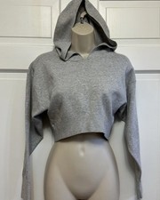 Aritzia Babaton Crop Hoodie XS Pullover Heather Gray Viscose Poly Blend Womens