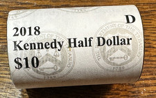 2018-D Kennedy Half Dollar Bankwrapped BU Roll Best Price Ebay* CHRC