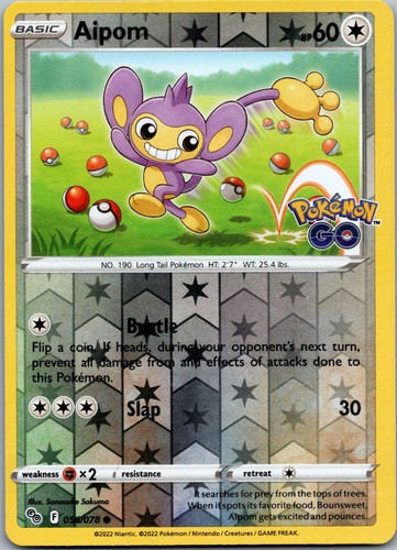 Aipom Reverse Holo Pokemon GO 056/078 NM - Bild 1 von 2