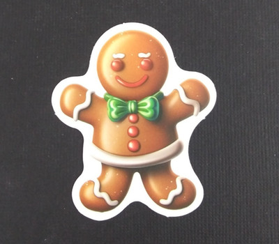 Colorful Iced Gingerbread Man Christmas Sticker 2.25'' x 2'' (L)