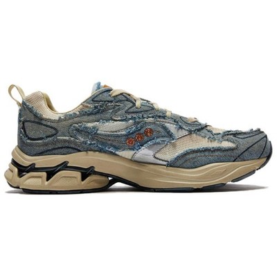 Lee x Saucony GRID FUSION Running Shoes Unisex Denim Blue Ecru