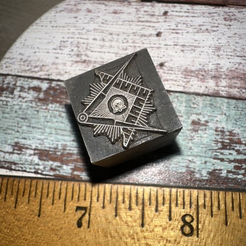 Printing Block ( Masonic Image ) Nice Details, Lead Face - Picture 2 of 5
