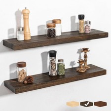 Rustic Wooden Floating Shelves for Wall - 30 Inch Wood Shelves Set of 2-7.9