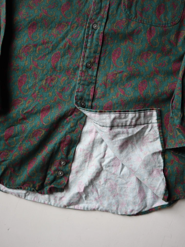 Vintage Cambridge Shirt Size M Paisley Green 100% Cotton Made in Singapore - Image 4 of 4