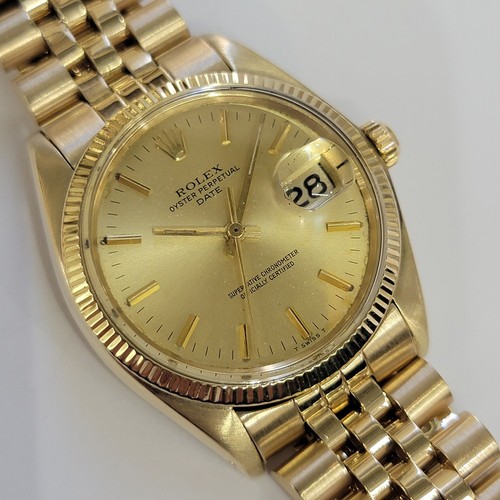 Rolex Oyster Perpetual Date 1503 34mm 14k Solid Gold 1970s Mens Automatic RA741