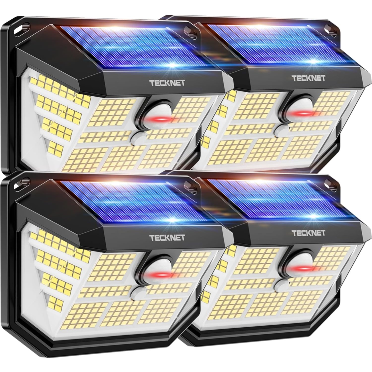 Solarlampen Außen, 4 Stück, LED Wandlampen, Bewegungsmelder,