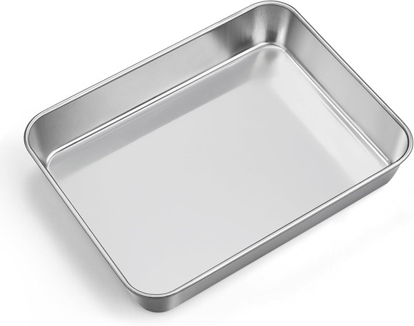 Backblech Edelstahl Rechteckig Tiefes Ofenblech FüR Kuchen Lasagne 23,8X18X5Cm-image