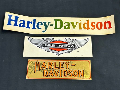 Lot of  3 Large Vintage Harley Davidson Motorcycles Biker Stickers Decals