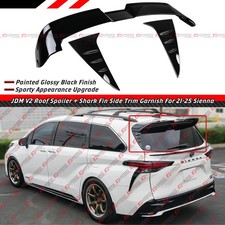For 2021-26 Toyota Sienna Gloss Black Rear Roof Spoiler Rear Window Side Trim