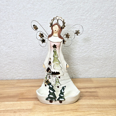 Blue Sky Clayworks Heather Goldminc Ceramic Christmas Angel Chapel in Woods