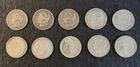 Lot of 10 Morgan Silver Dollars 90% Silver Various Dates