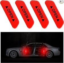 4PCS Car Door Open Warning Reflective Stickers, Night Visibility Au Color: Red