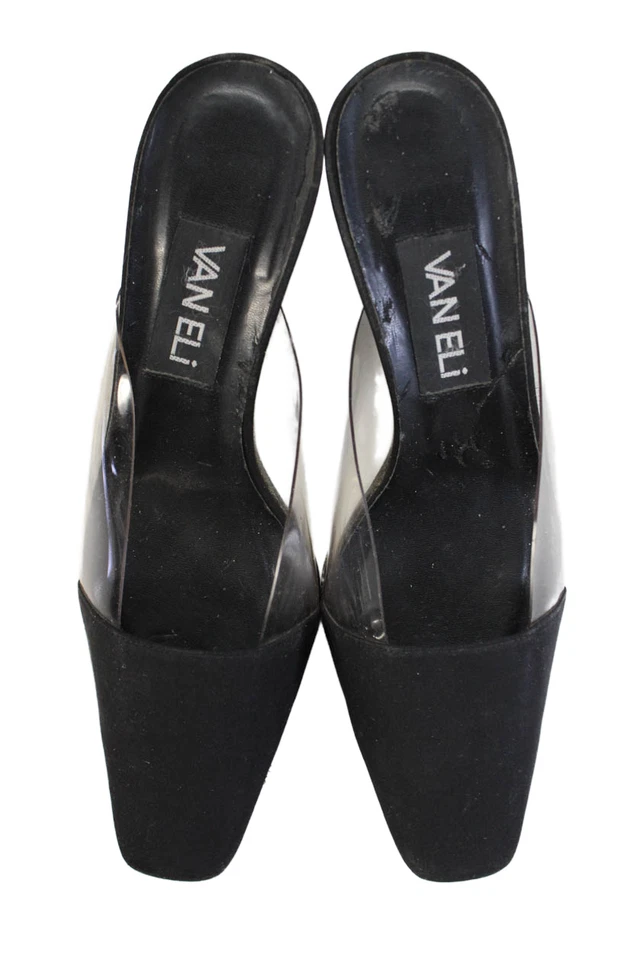 Vaneli Mujer Texturizado Puntera Cuadrada Sin Cordones Transparente Bloque Tacones Negros Talla 7 Foto 2 de 4