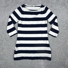 J Crew Dress Women Medium Blue Striped Boat Neck Shift Side Zipper Heavy Weight