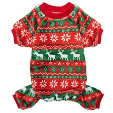 CUSOZWO Dog Christmas Pajamas for Small S-neck 12", chest 18", back 14", Red