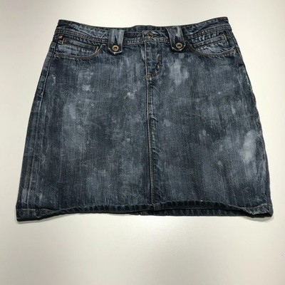 RL Polo Jeans Co Skirt Womens Size 4 Cotton Mona Denim Distressed Acid Wash Y2K