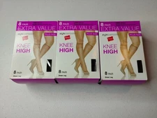 3 BOXES ( 24 pair ) Haines STYLE ESSENTIALS Knee High Plus Size Hosiery NUDE