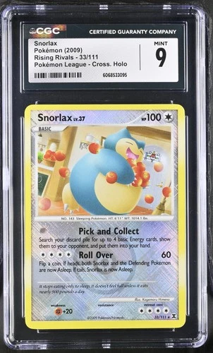 CGC 9 MINT Snorlax 2009 Rising Rivals 33/111 Crosshatch Holo Pokemon Card
