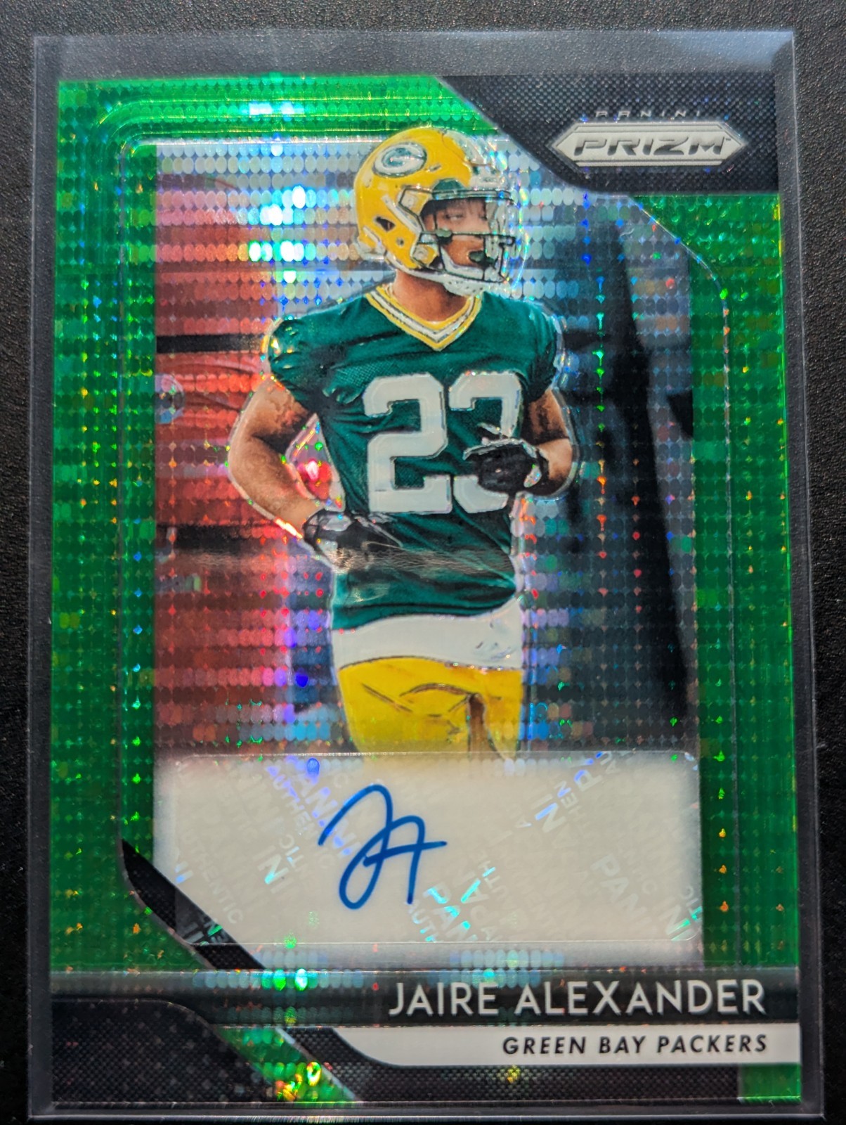 2018 Panini Prizm Jaire Alexander RC Auto Neon Green Pulsar Packers Autograph