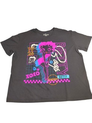 Fleischer Studios Betty Boop Graphic T-Shirt Women's XXL Black Short Sleeve