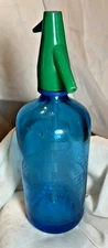 Vintage Blue Seltzer Bottle Bronx NY Bernard Schrager Czech Made Bottle 