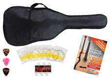 Set Accessoire Guitare Acoustique Folk Housse Etui Plectres Corde Accordeur Pipe