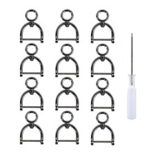 12Pcs Swivel Horseshoe D-Rings U Shape O Ring Screw in Shackle Black