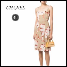 USED CHANEL 2000S ABSTRACT PATTERN SILK DRESS GOOD