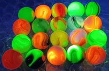 Vintage Marbles Lot- .65"- .58"- UV Glowing Jabo Swirls- L345