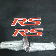 2x Chrome Red Silver RS Metal Big Front Grille Emblem Badge Motors Turbo Edition