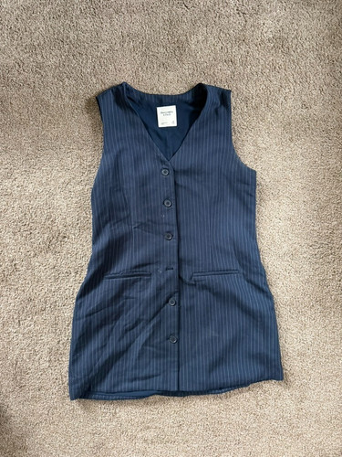 Abercrombie & Fitch A&F Mara Vest Mini Dress Navy Pinstripe Size M